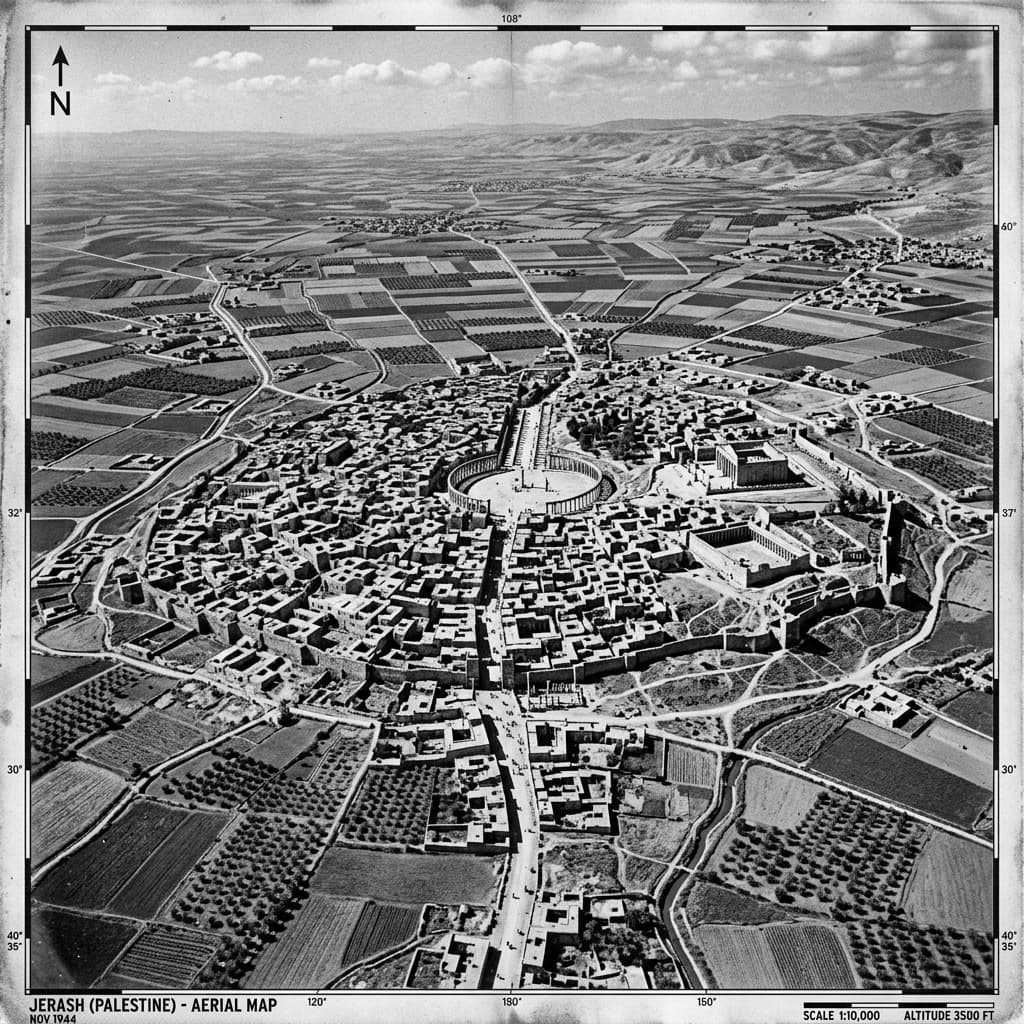 Vintage aerial mapping photograph of the Al-Hasakah region plains
