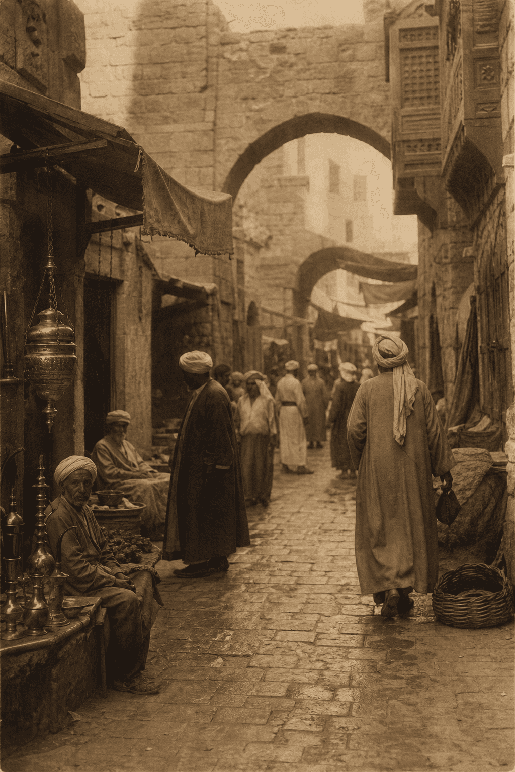 Vintage street photography of the ancient souk of Qamishli